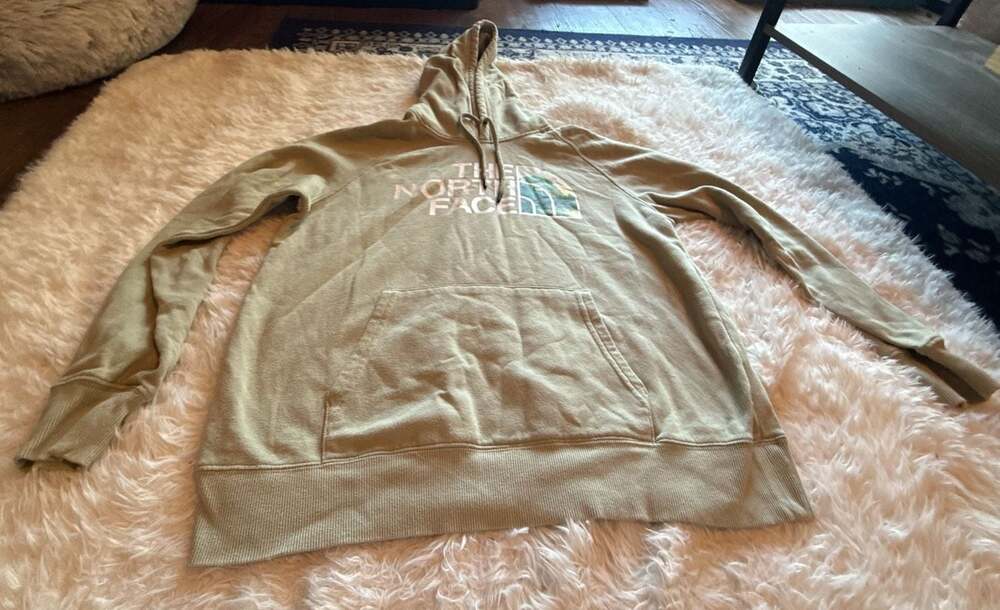 The North Face Women's Half Dome Logo Pullover Hoodie in Beige